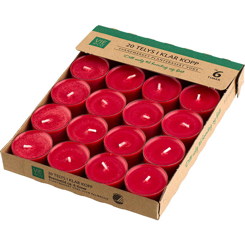 Vie Eco Telys 20-pk 6 timer rød Vie Eco
