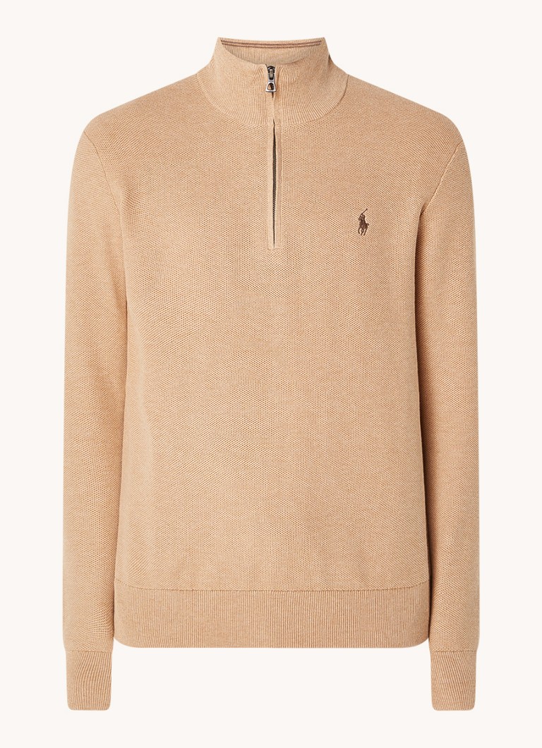 Ralph Lauren Fine-knit pullover with half zip and logo embroidery