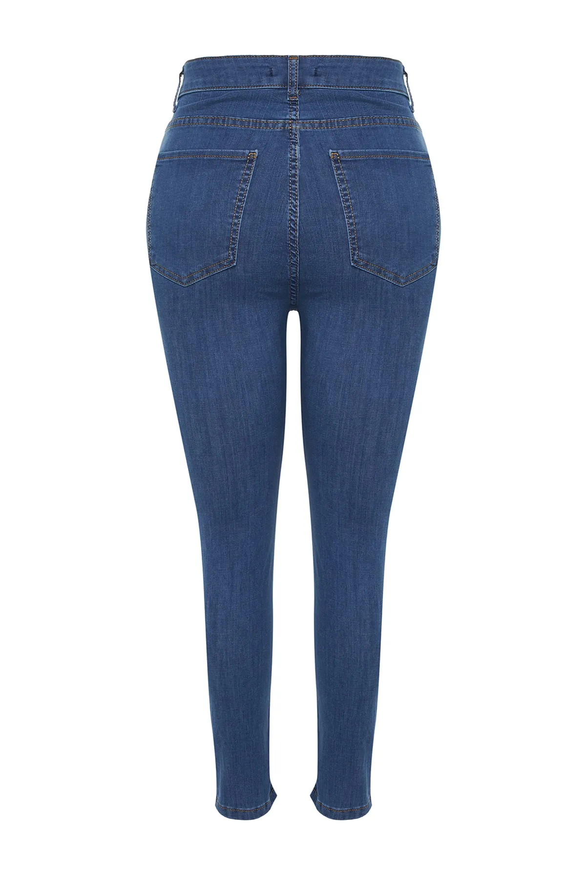 Trendyol Curve  Dunkelblaue, hoch taillierte, dehnbare Röhrenjeans TBBSS22JE0189