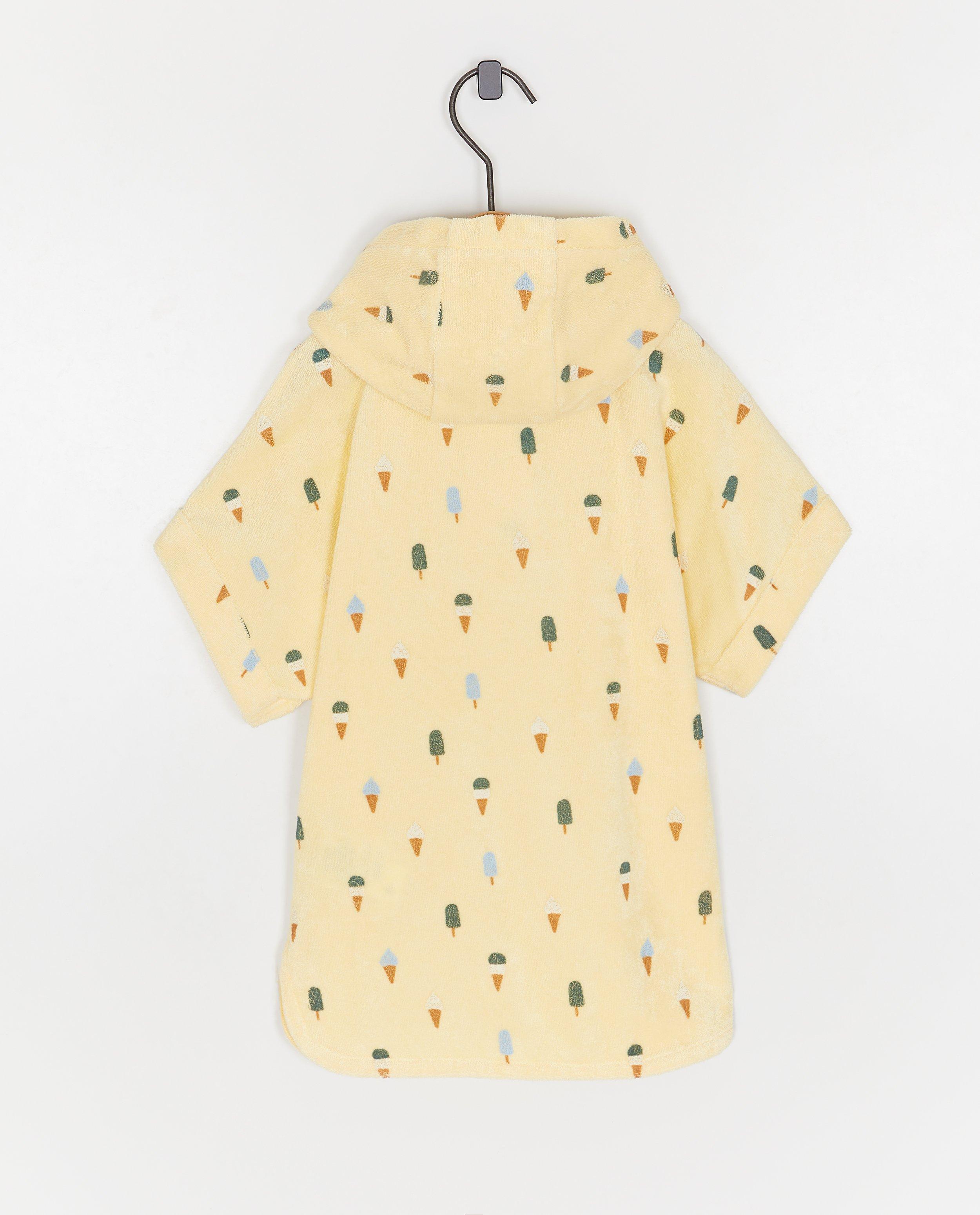 Poncho de baie Cuddles and Smiles cu imprimeu de înghețată, 62-104 galben deschis