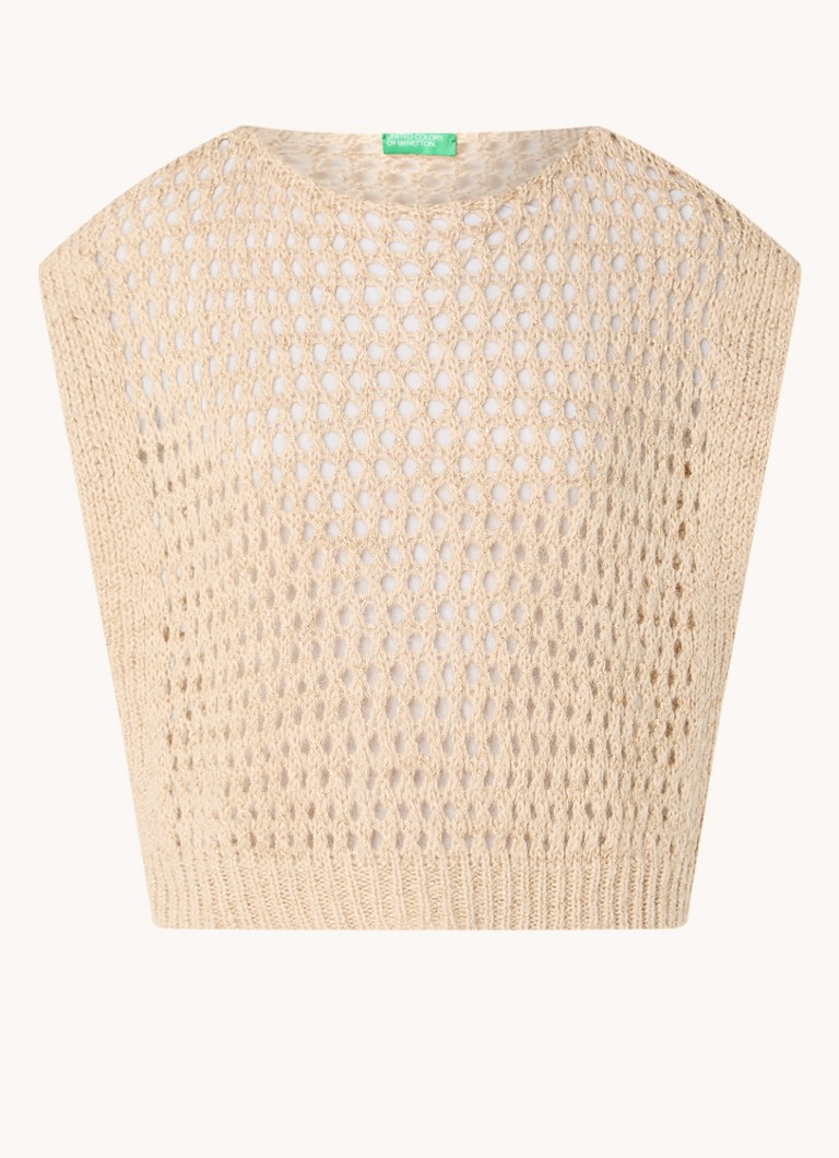 Cardigan Benetton a maglia grossa con motivo traforato e lurex