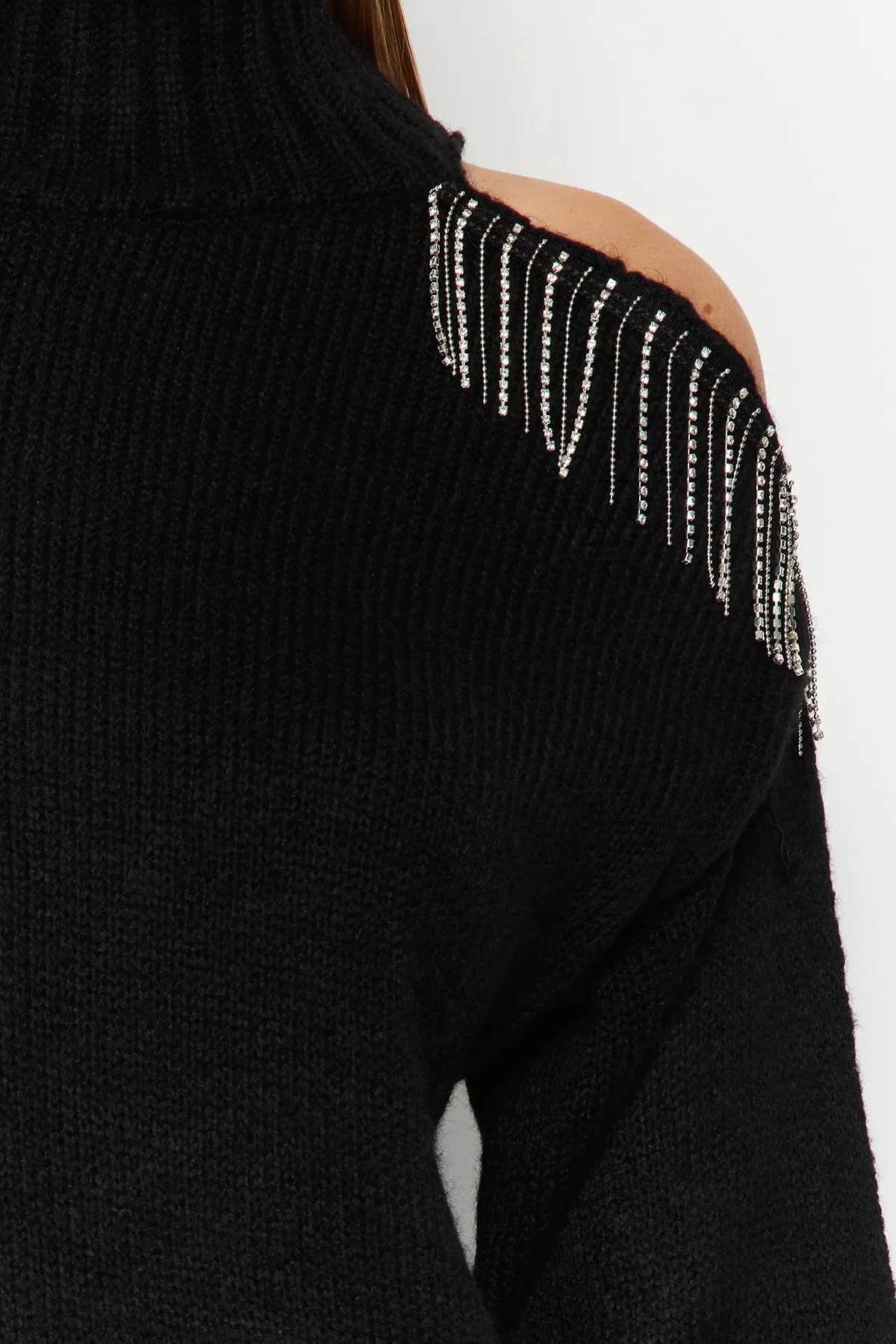 Trendyol Collection  Schwarzer Strickpullover mit Stehkragen TWOAW24KZ00120