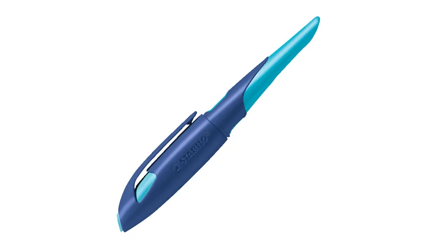 STABILO® EASYbirdy Füller für Rechtshänder in mitternachtsblau/azur inklusive Patrone - Schreibfarbe blau (löschbar)