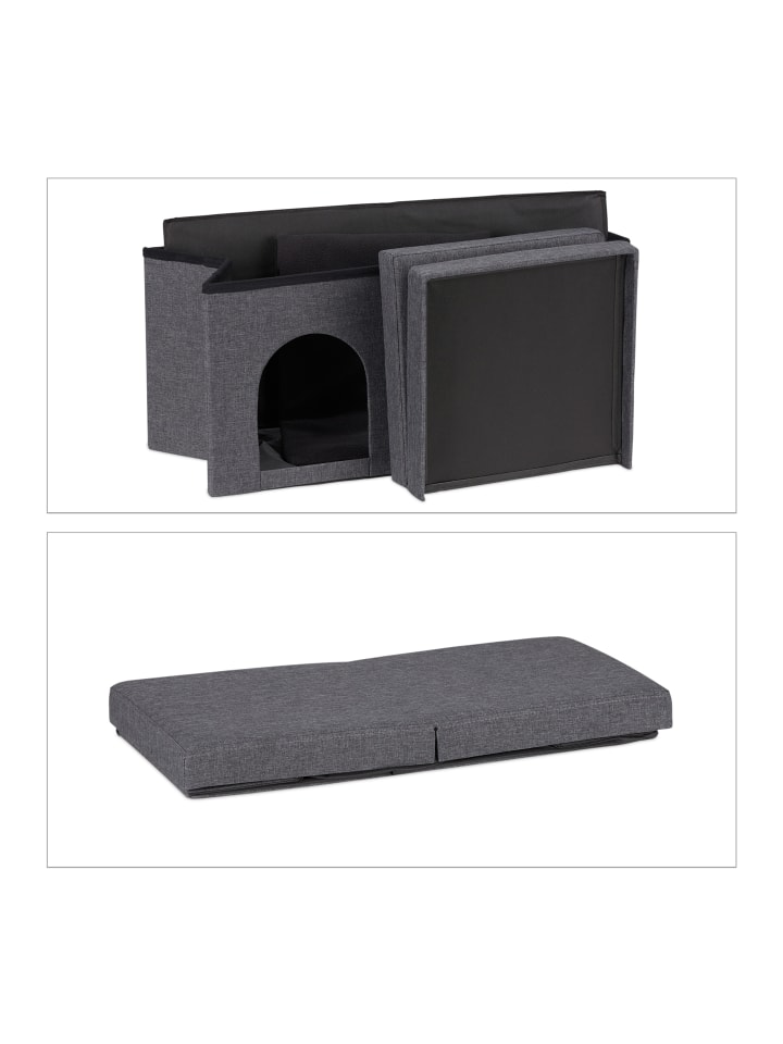 relaxdays Katzenhöhle in Grau - (B)74,5 x (H)38,5 x (T)37 cm günstig kaufen onesize