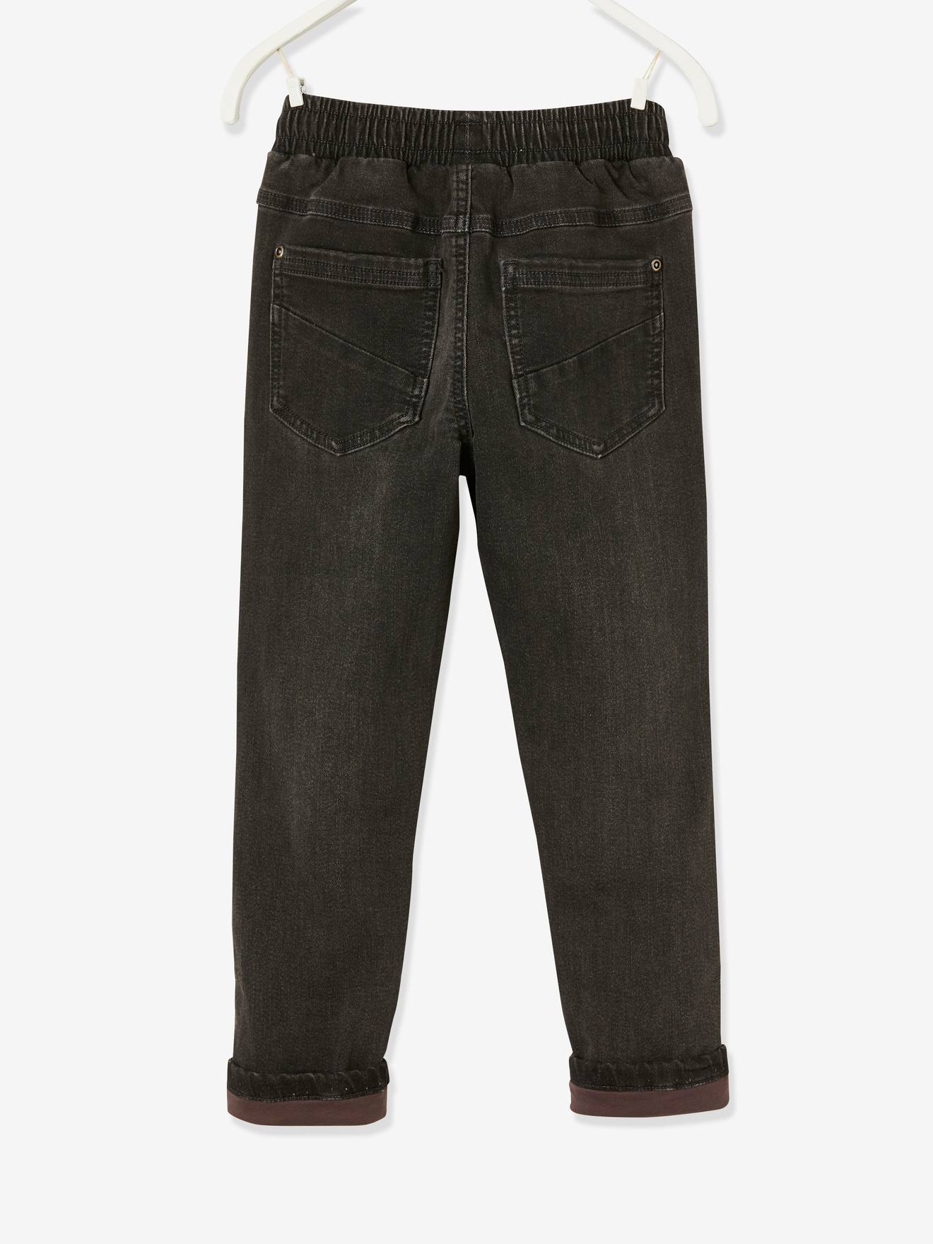 Vertbaudet Gefütterte Jungen Jeans, Straight-Fit Oeko-Tex - blue black