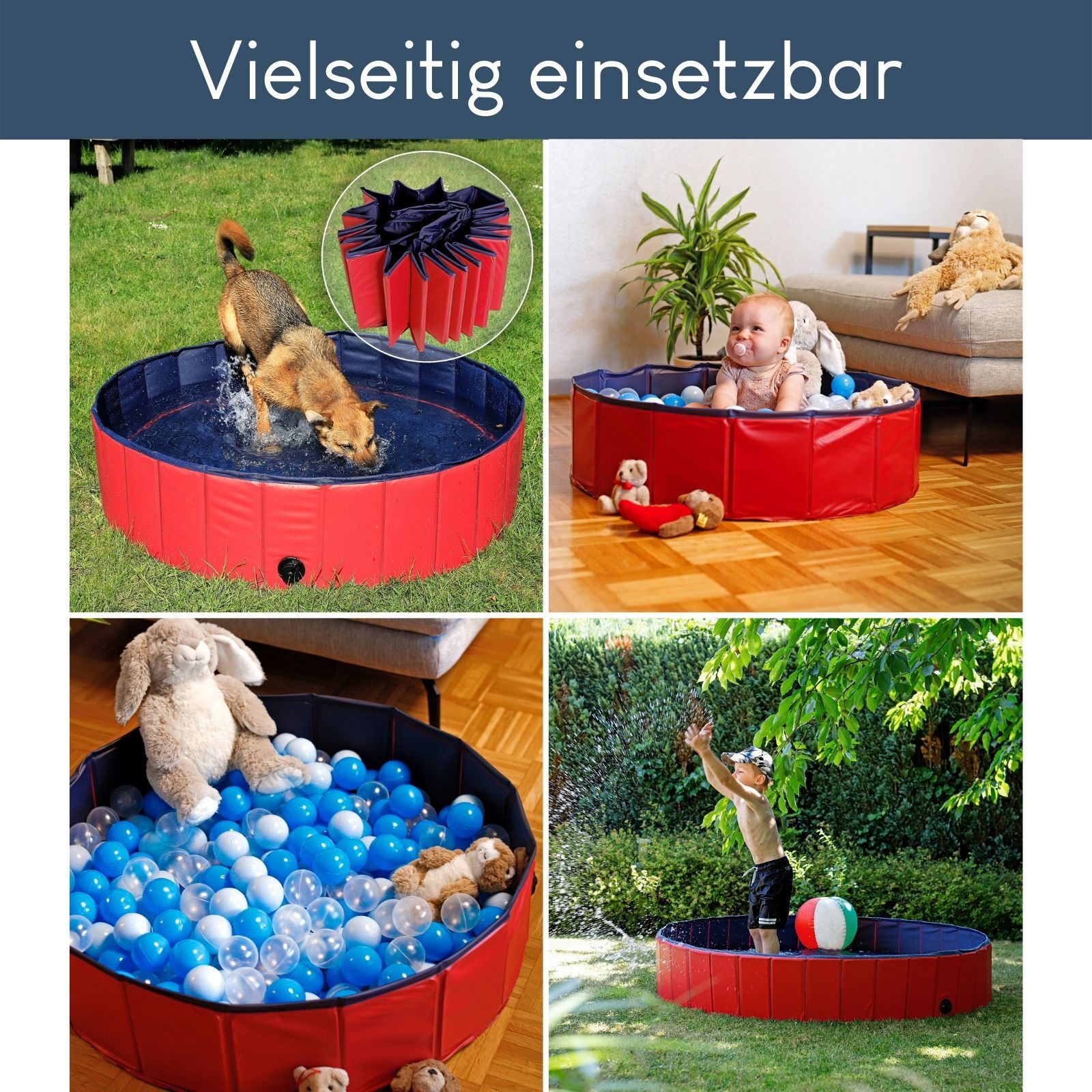 Lionto Wasserspielzeug Lionto 80 cm Hundepool mit Ablassventil - faltbar