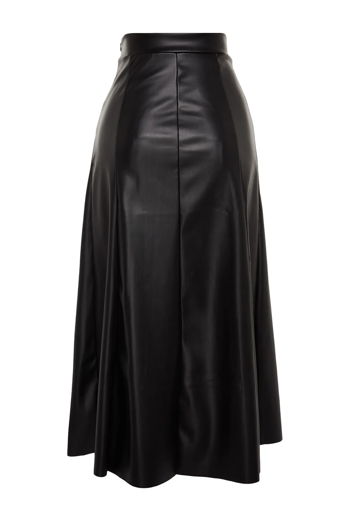 Trendyol Collection  Schwarzer Maxirock aus Kunstleder mit hoher Taille TWOAW24ET00151