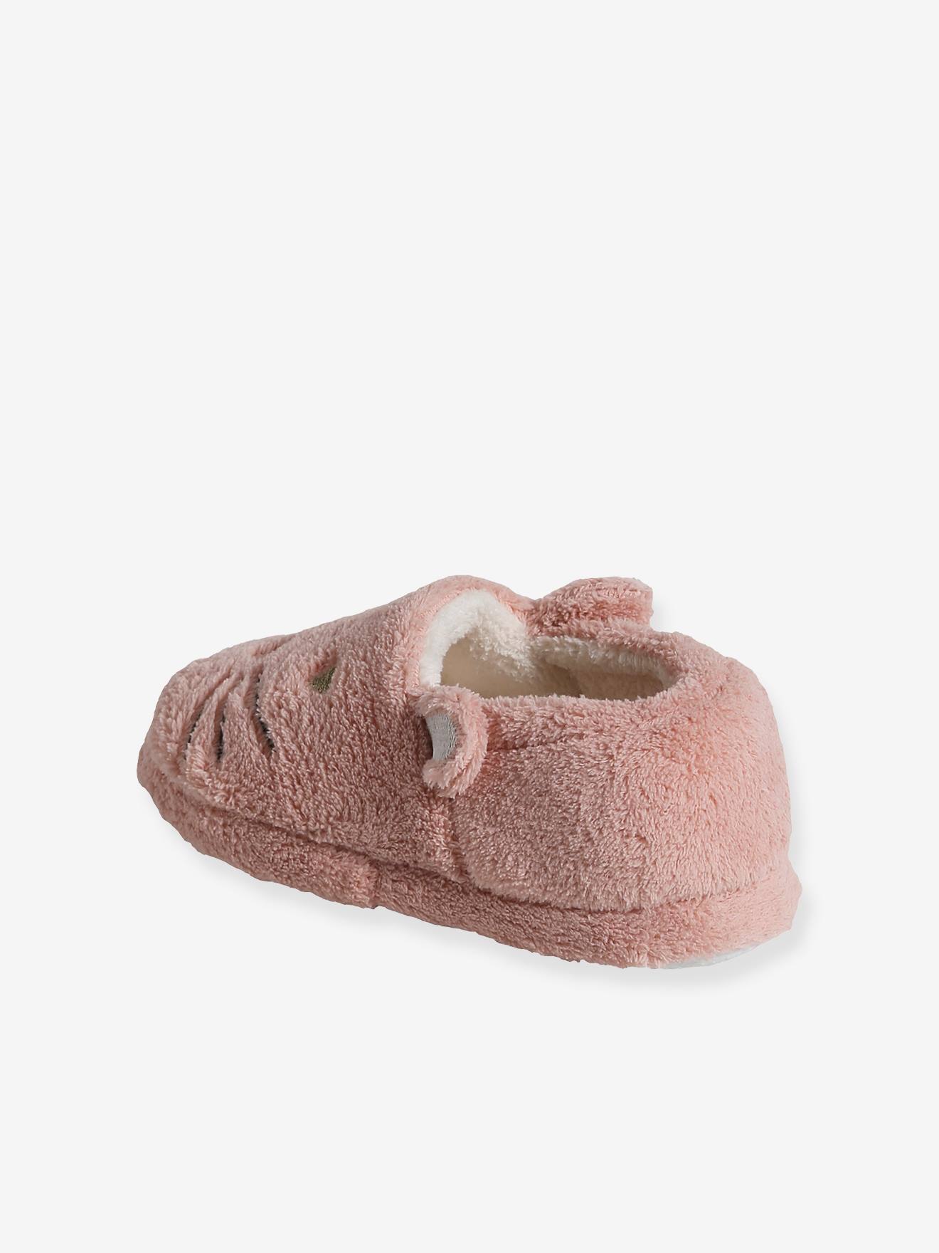 Vertbaudet Kuschelige Kinder Hausschuhe, Katze - rosa