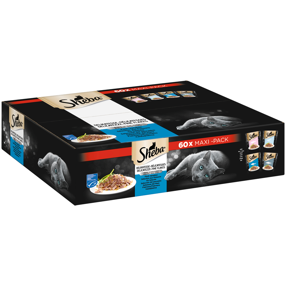 Sheba Portionsbeutel Multipack Delikatesse in Gelee Fisch Variation MSC 60 x 85g