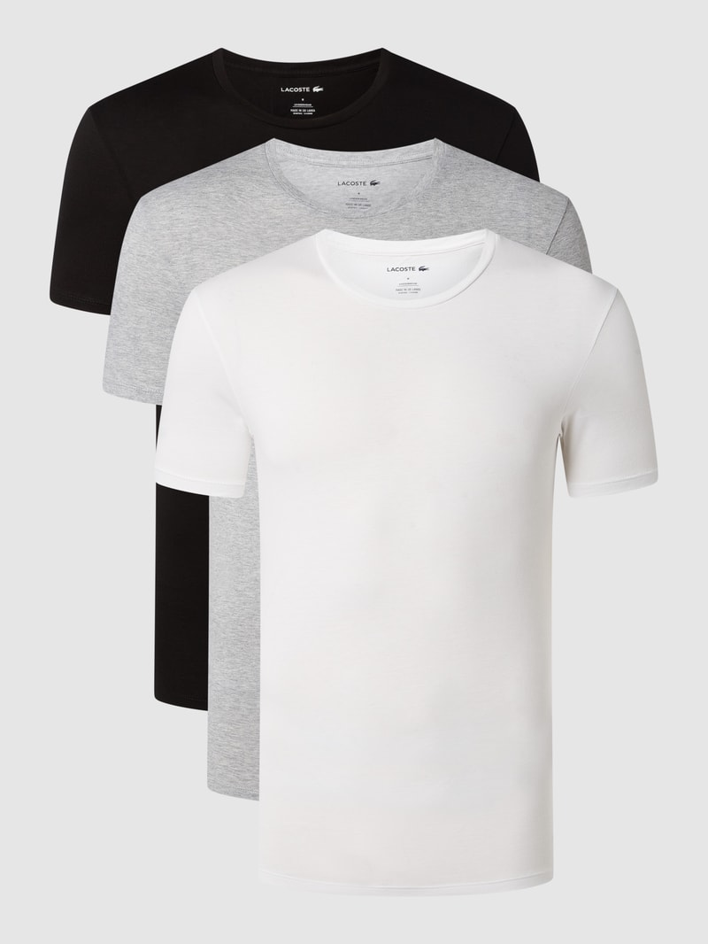 Slim Fit T-Shirt aus Baumwolle im 3er-Pack in mittelgrau