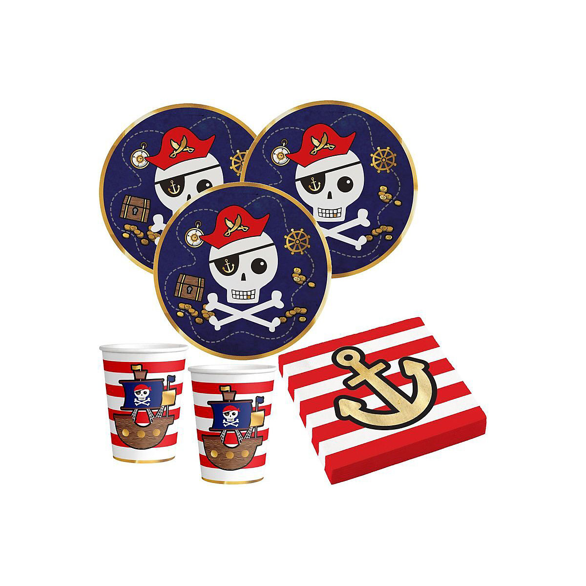 XL 54 Teile Pirat Goldzahn Totenkopf Party Deko Set 8 Kinder