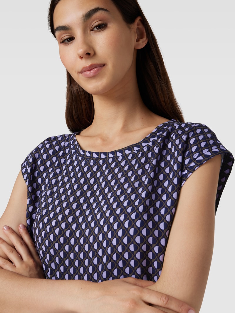 Bluse mit Allover-Muster Modell 'Fauni' in marineblau