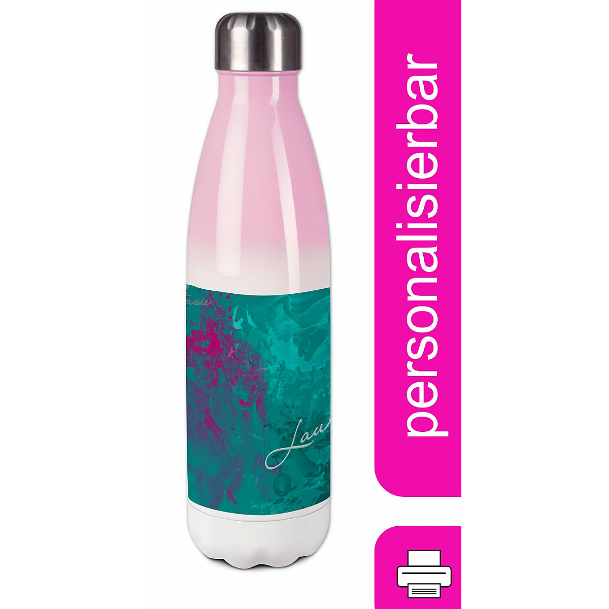 Edelstahl Kinder Thermoflasche / Trinkflasche bunt Traum Farbe petrol pink Spülmaschinenfest, Auslaufsicher, Bruchfest, Doppelwandig, Für Heißgetränke geeignet, Mit Deckel, Isoliert