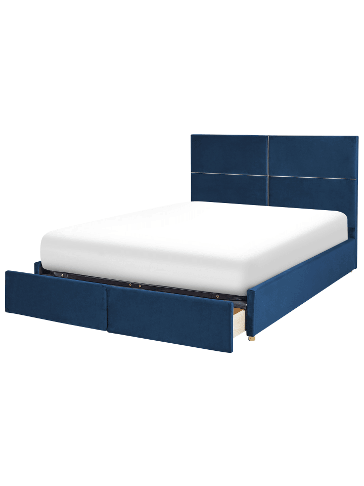 Beliani Doppelbett VERNOYES in Blau/Gold - (W) 188 x (H) 120 x (L) 214 cm günstig kaufen onesize