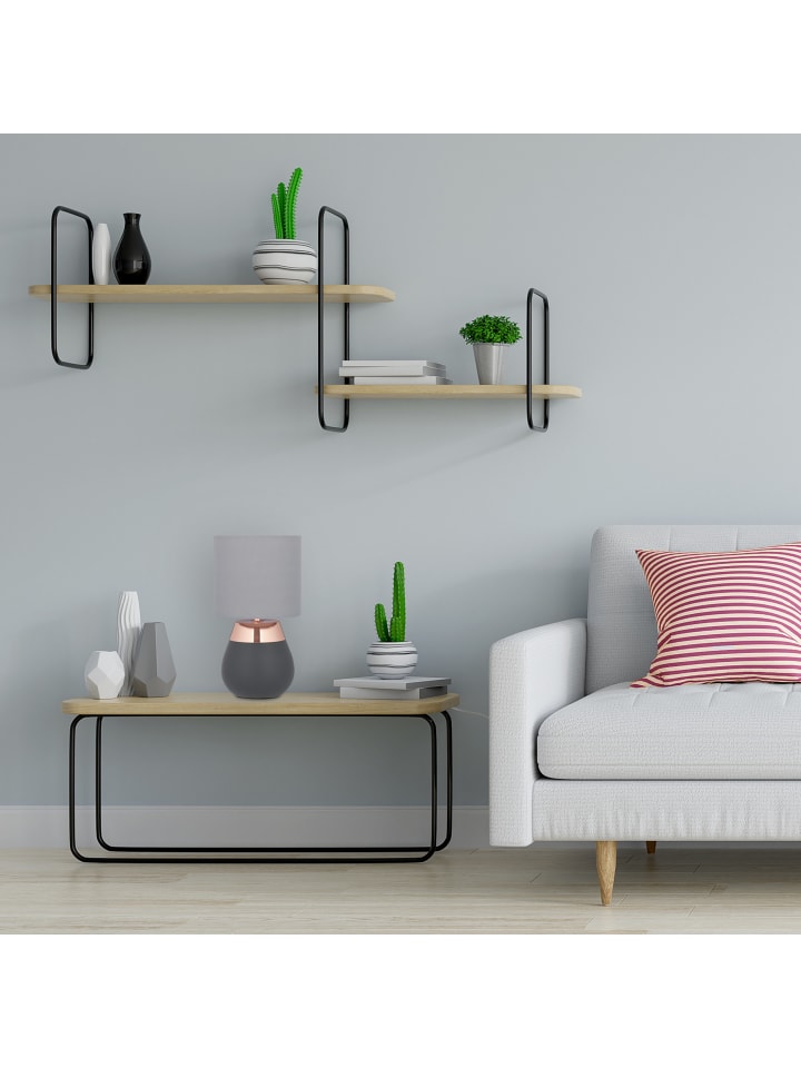 relaxdays Nachttischlampe in Grau/Kupfer - (H)32,5 x Ø 18 cm günstig kaufen onesize