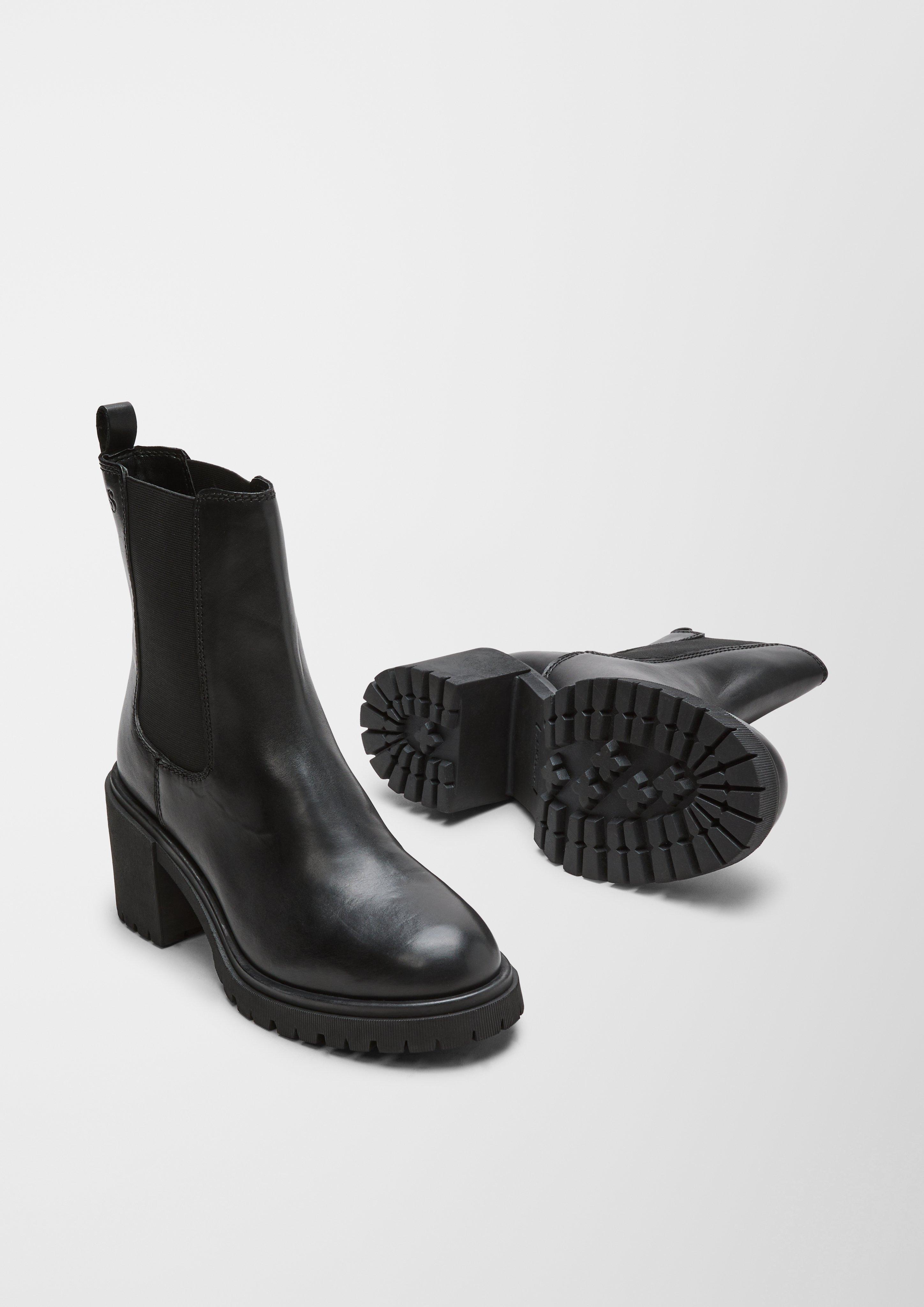 Lederstiefel mit Blockabsatz  6006626-001