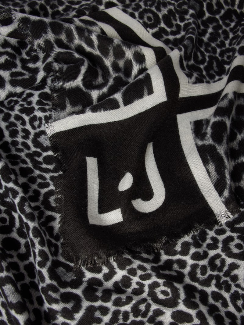 Schal mit Label-Detail Modell 'Foulrad' in schwarz