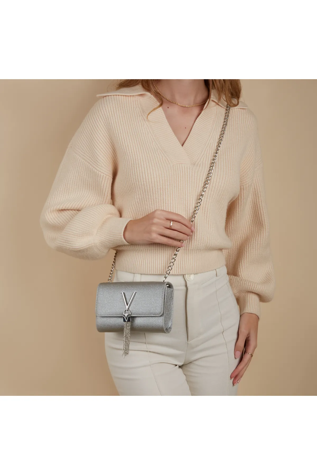 Valentino Bags  Divina Zilverkleurige Umhängetasche VBS5QY03GLIARGENTO