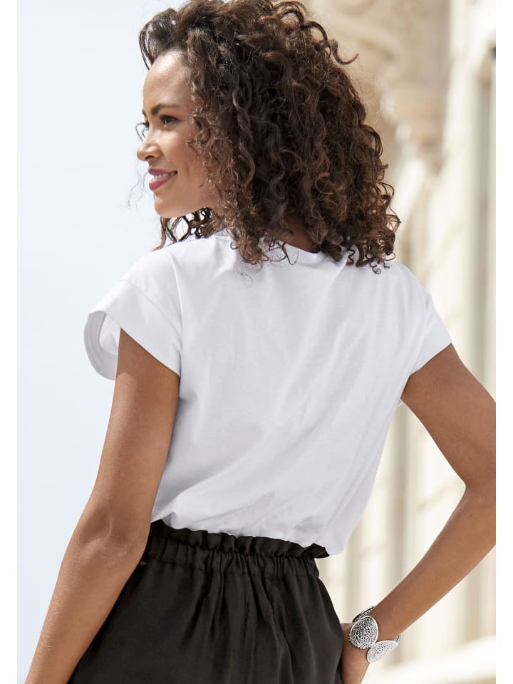 LASCANA Kurzarmshirt in weiß günstig kaufen