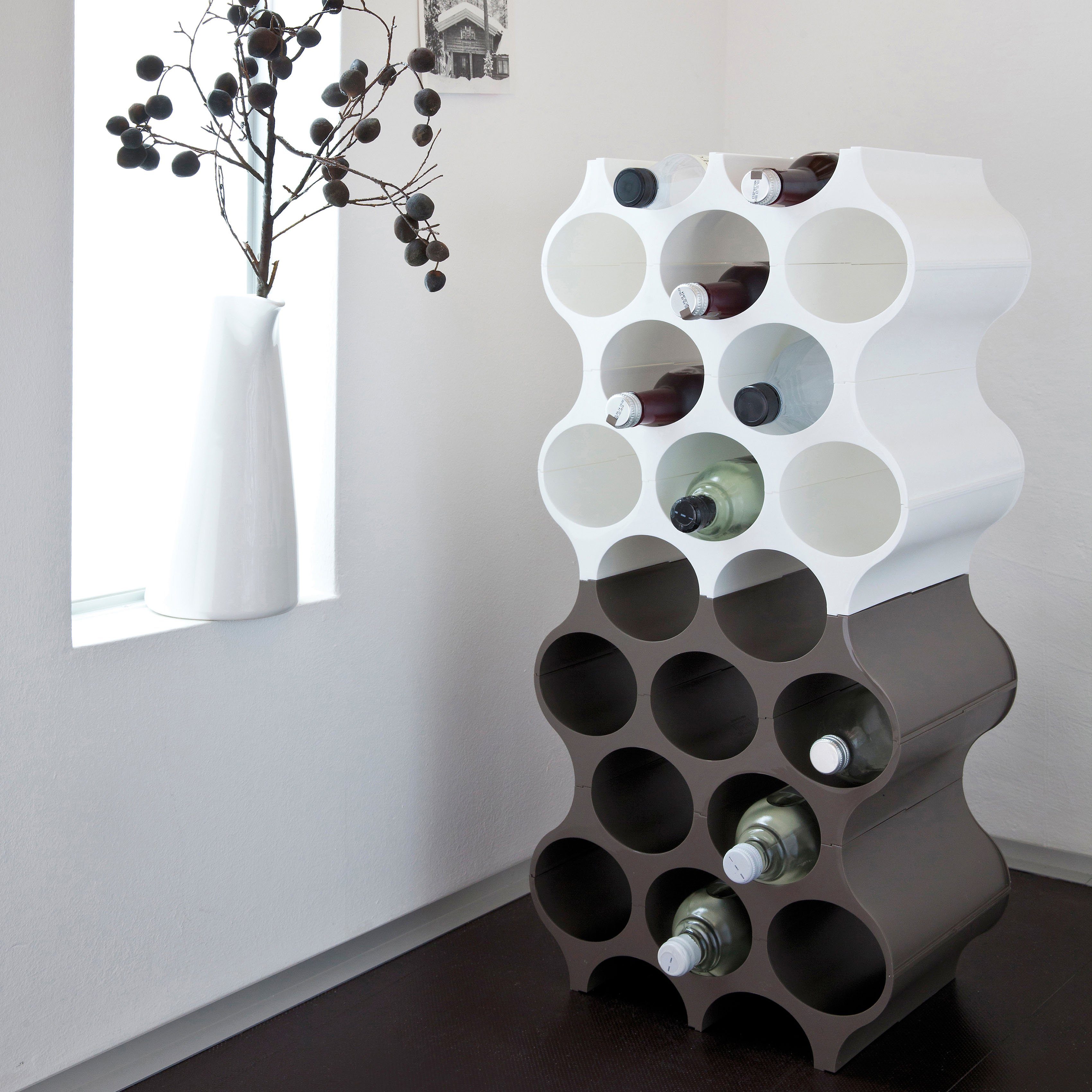 KOZIOL Weinflaschenhalter SET-UP, 100% recycelbar, für 10 Flaschen