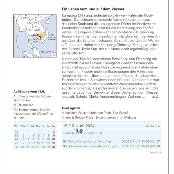 REISE TAGESABREIßKALENDER 2024 - Kalender