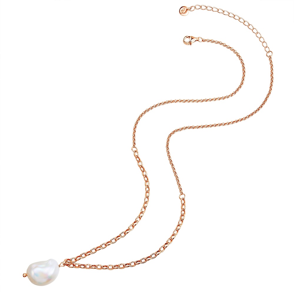 Glanzstücke München Collier en argent Argent sterling Perle de culture d'eau douce en Or rose collier