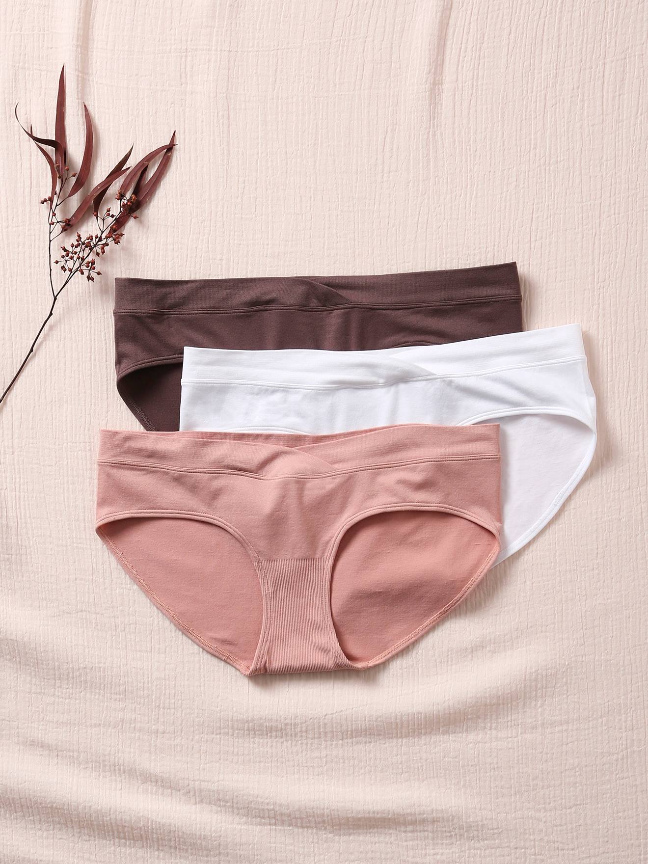 Lot de 3 shorties de grossesse sans coutures en microfibre rose pâle