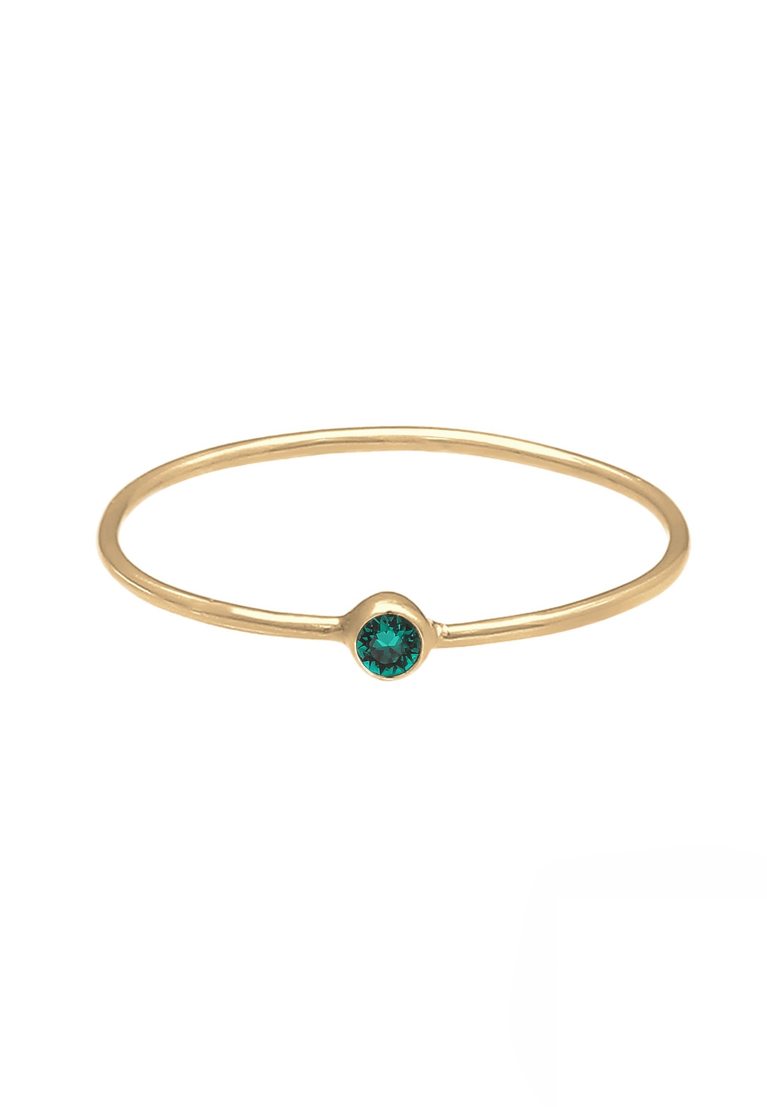 Anello solitario da donna Elli con filigrana e cristalli verdi in argento sterling 925 placcato oro.