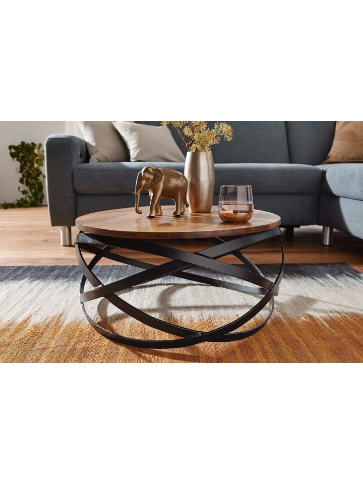 KADIMA DESIGN Couchtisch MANUR 60x30x60 cm Massivholz / Metall Sofatisch, günstig kaufen onesize