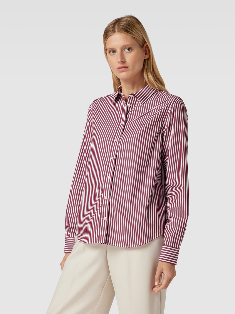Bluse mit Streifenmuster Modell 'REG POPELINE' in bordeaux rot