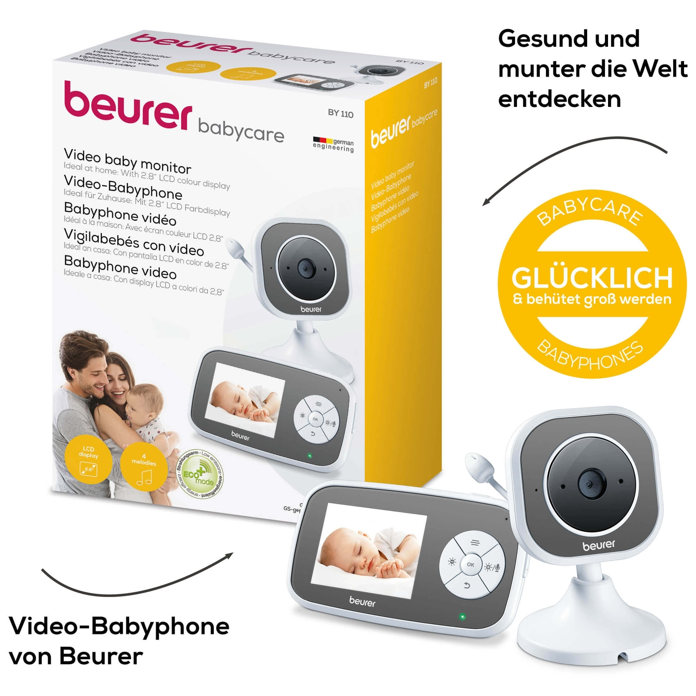 Beurer BY 110 Video-Babyphone-Babyphone mit Kamera Nachtsichtfunktion & digitaler Wireless Technologie