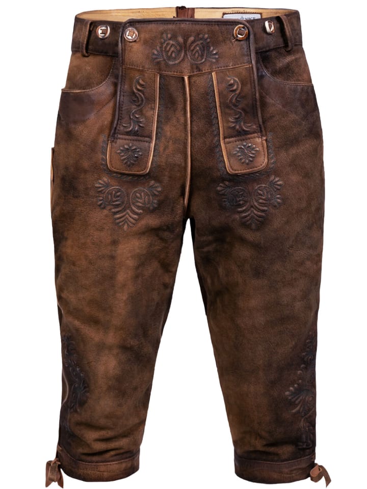 Edelnice Kniebund Wildbock Lederhose Jan in dunkelbraun günstig kaufen