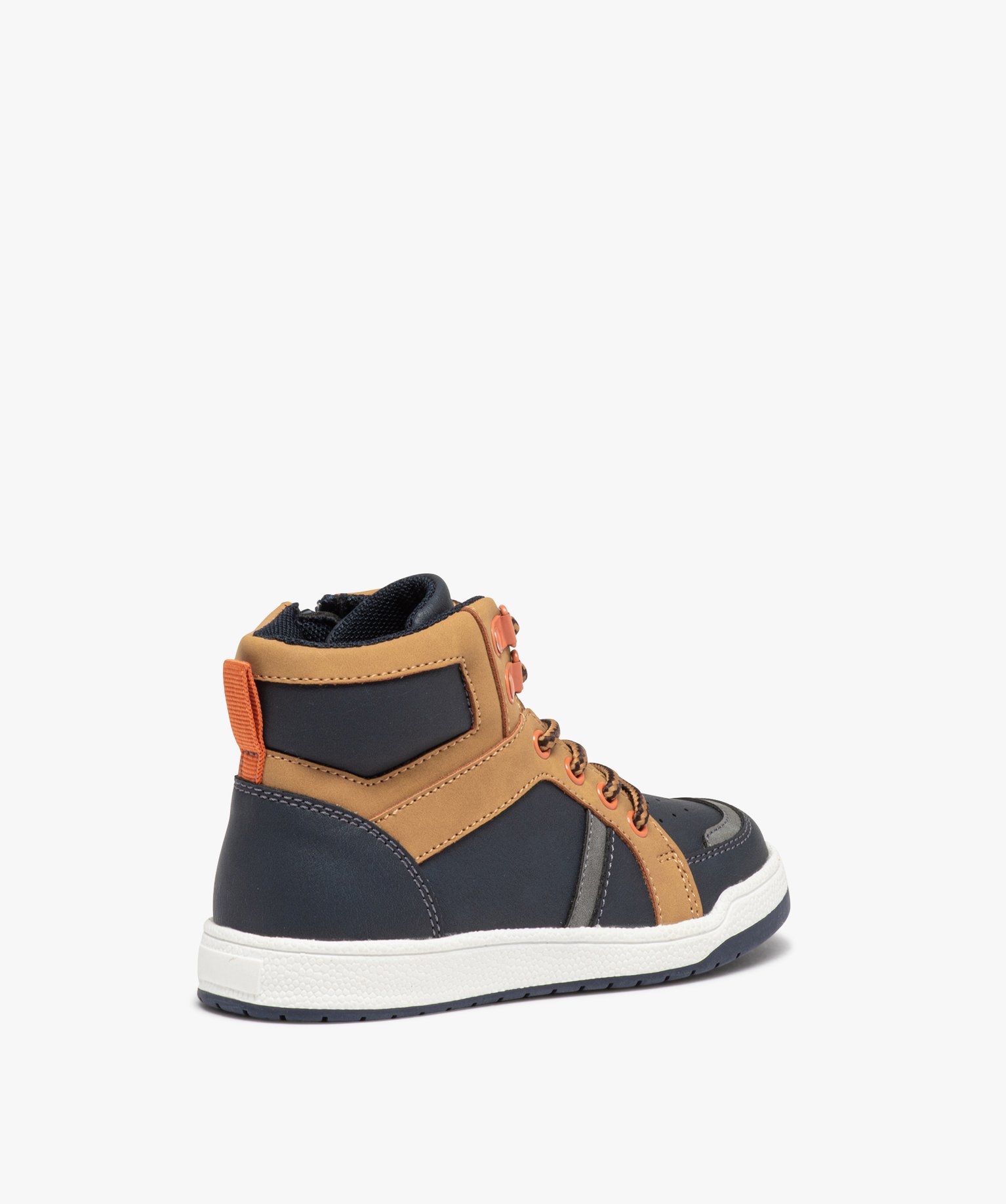 Baskets Garçon mid-cut à zip et à lacets bicolores du 24 ... marine | GEMO