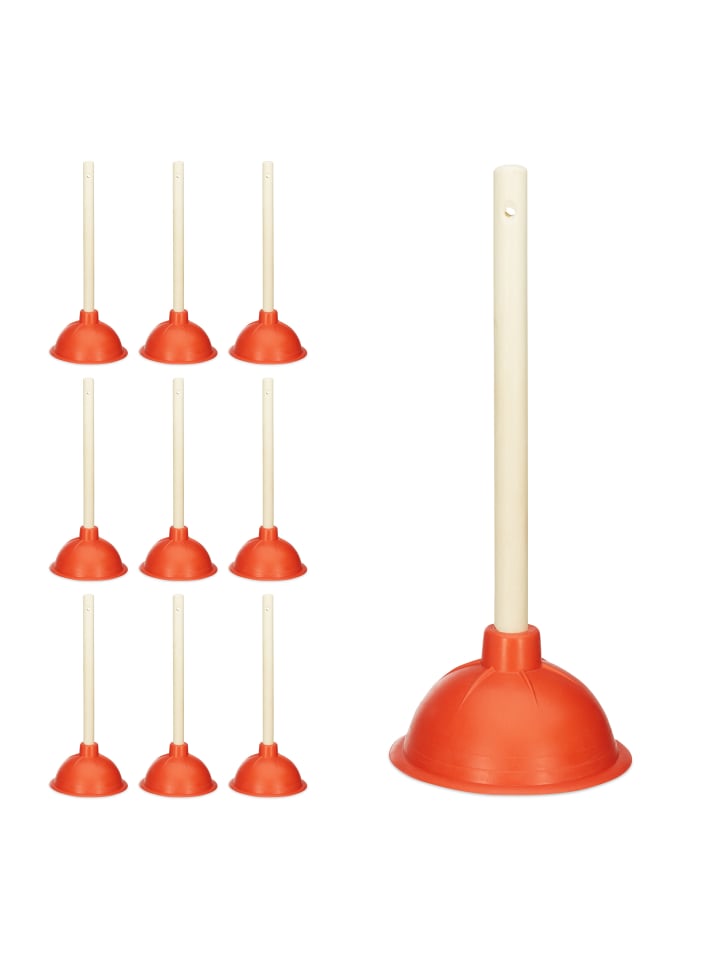 relaxdays 10x Abflussreiniger in Rot/ Natur günstig kaufen onesize