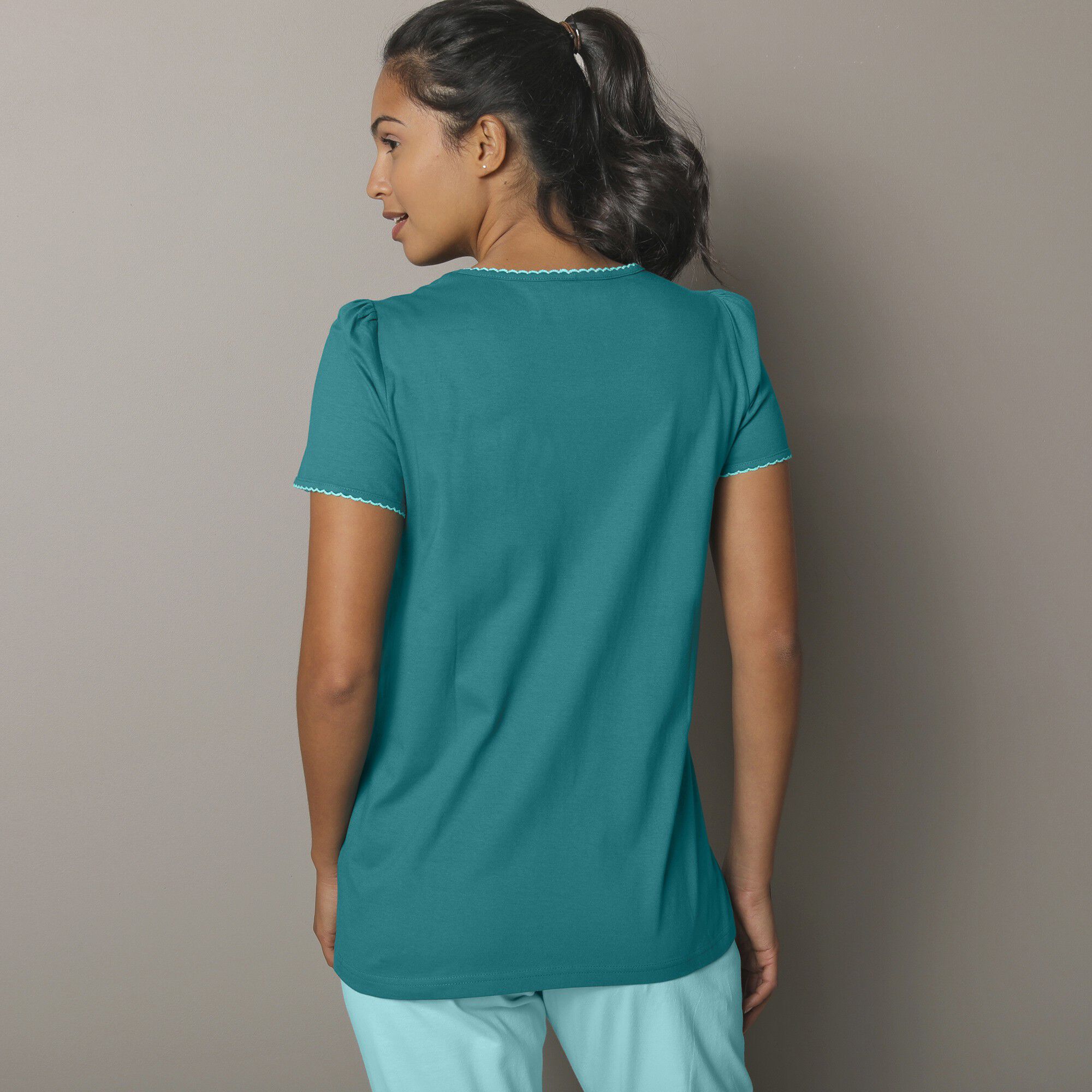 T-shirt encolure imprimée bucolique