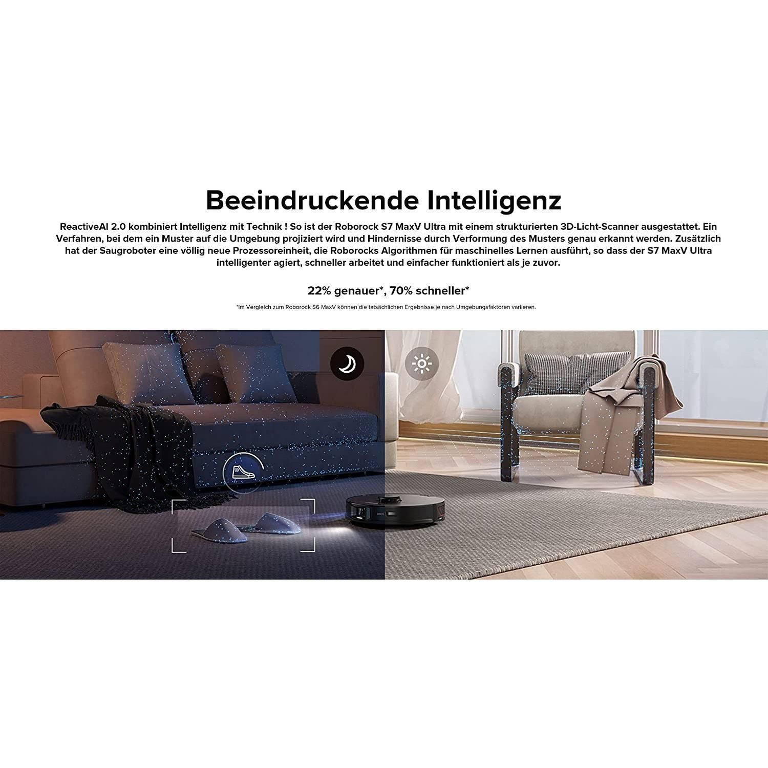 Roborock Akku-Hand-und Stielstaubsauger S7 MaxV Ultra Saug- & Wischroboter mit Absaugstation