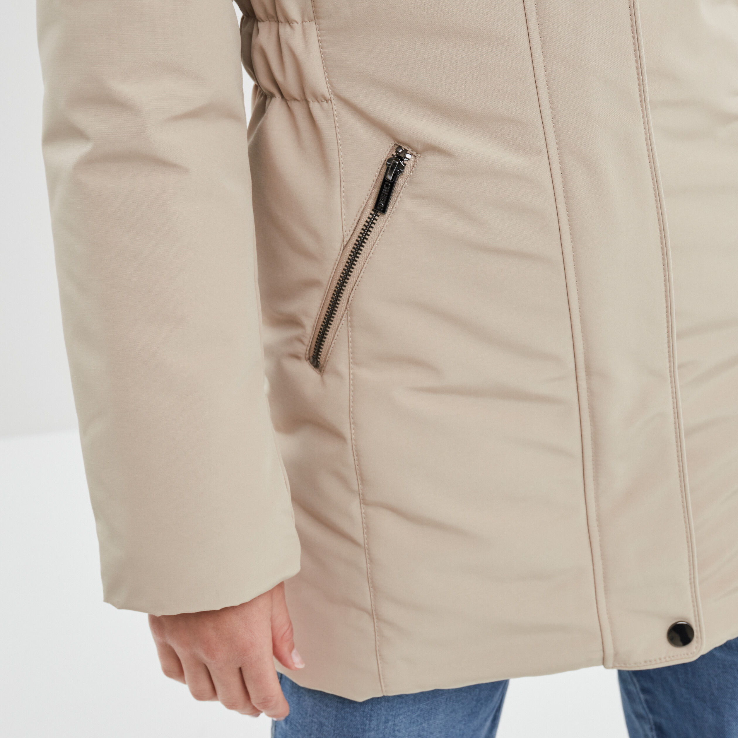 Parka mi-longue à capuche fourrure beige femme | La Halle