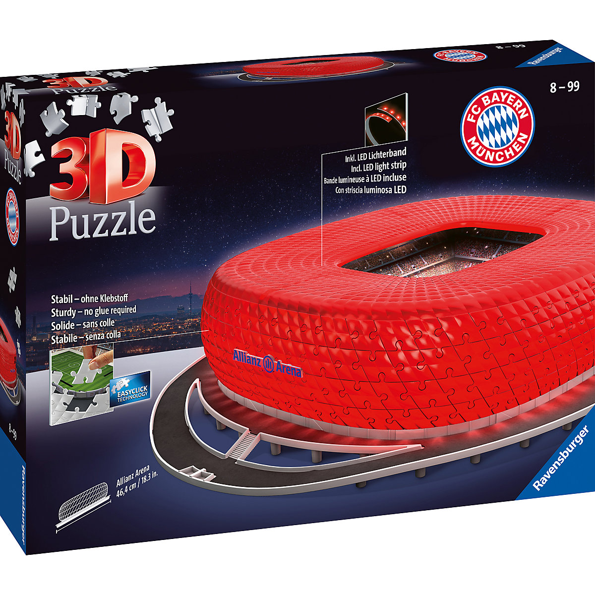 3D-Puzzle Night mit LED, B46cm, 216 Teile, Allianz Arena bei Nacht