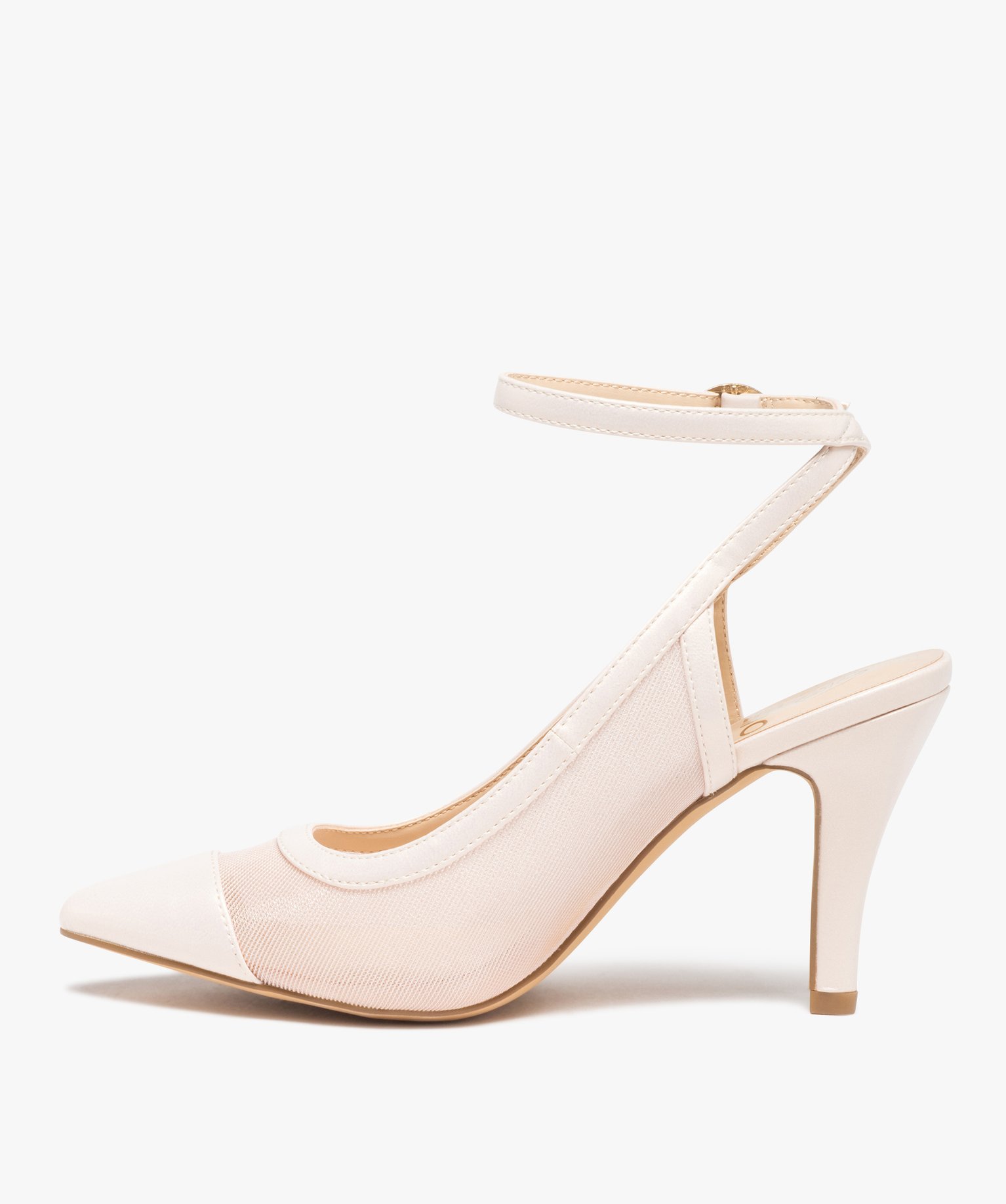Escarpins femme à bout pointu et empiècement transparent beige | GEMO