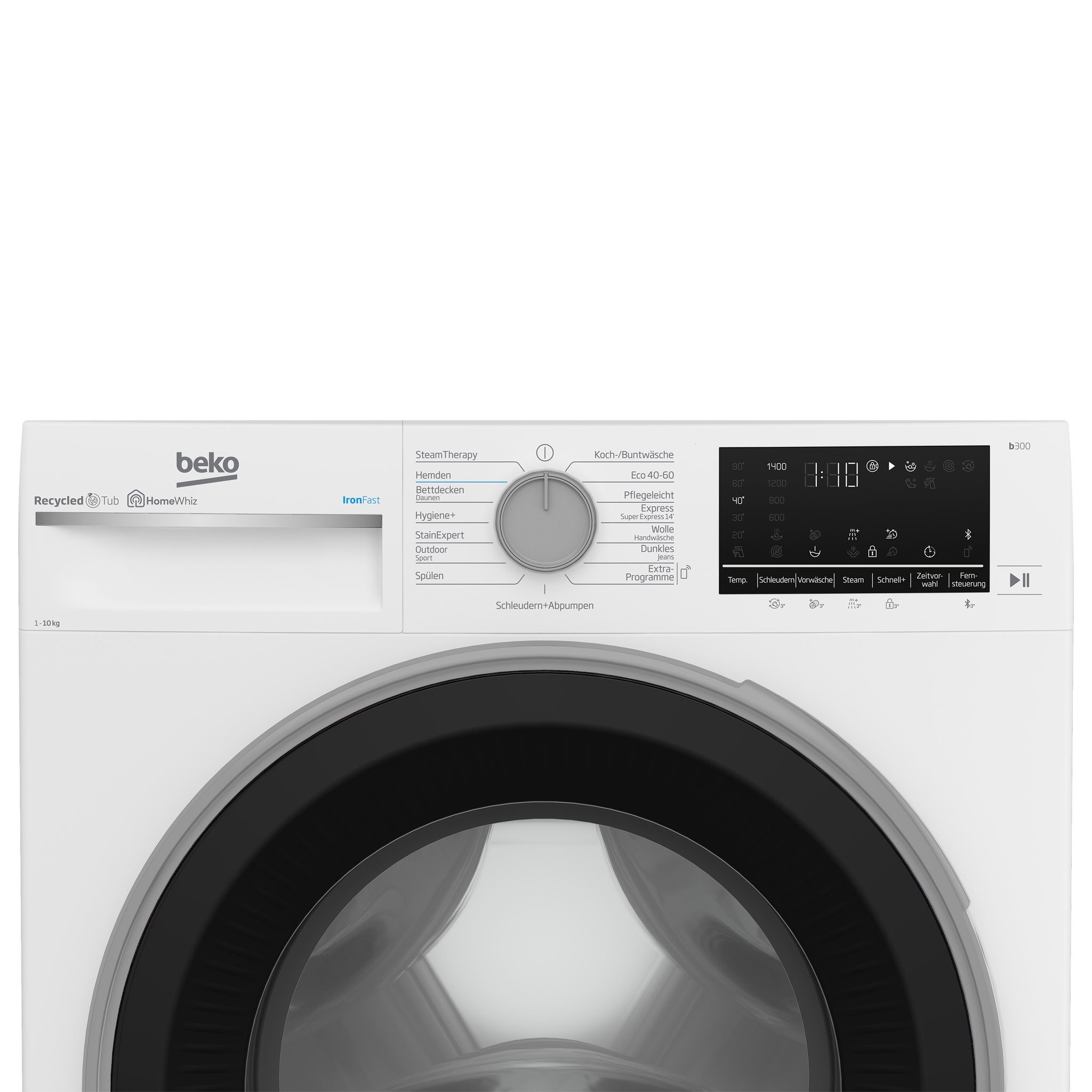 BEKO Waschmaschine B3WFT510413W, 10 kg, 1400 U/min, SteamCure Dampffunktion, Inverter Motor