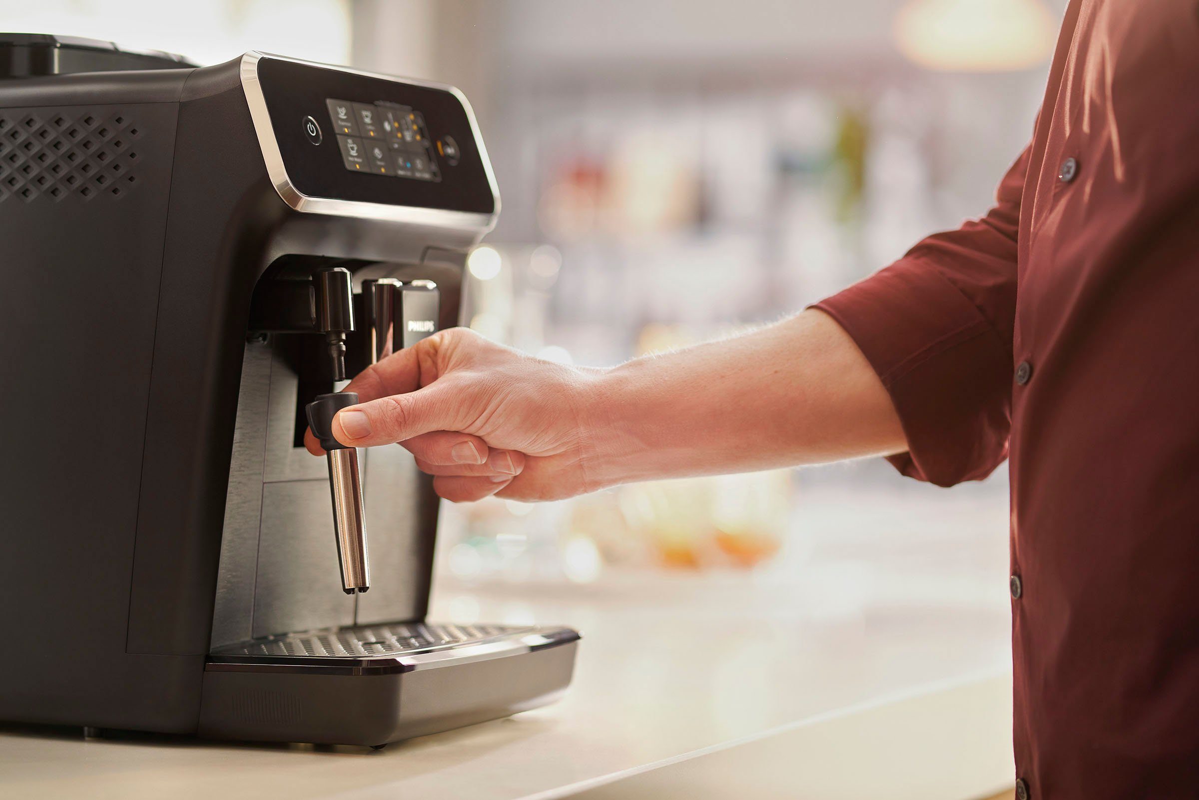 Philips Kaffeevollautomat 2200 Serie EP2220/10, für 2 Kaffeespezialitäten und anpassbarer Aromastärke, mattschwarz