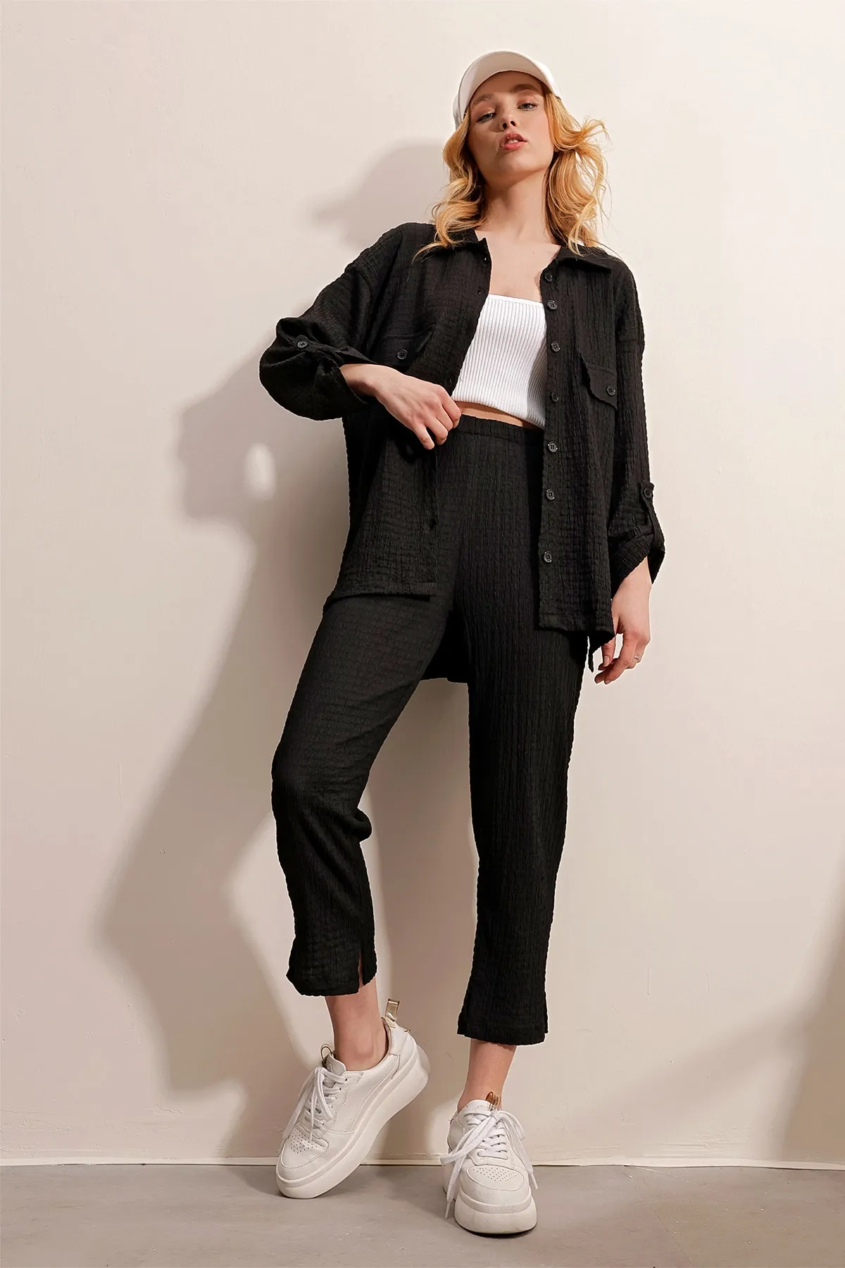 Trend Alaçatı Stili  Zweiteiler - Schwarz - Oversized