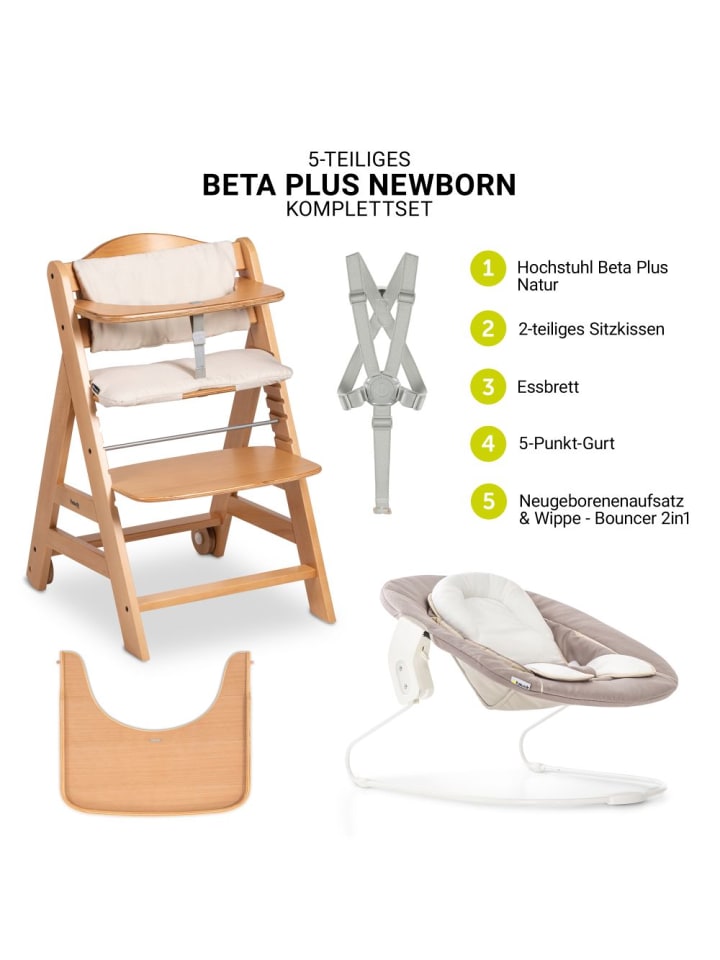 Hauck Beta Plus Natural 5-tlg. Newborn-Set - Hochstuhl   in beige,braun günstig kaufen onesize