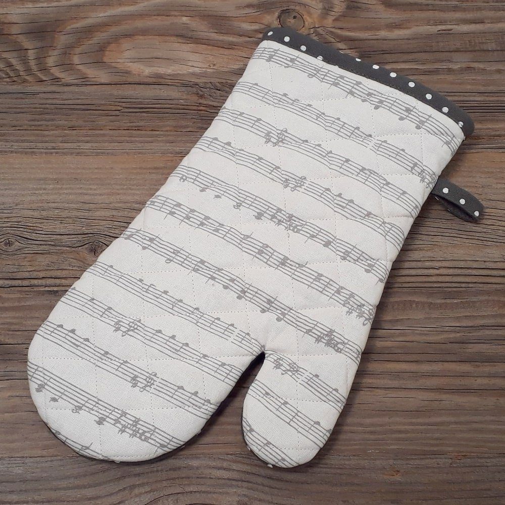 matches21 HOME & HOBBY Topflappen Topfhandschuh Landhaus Premium Musiknoten Punkte 33x17 cm, (1-tlg)