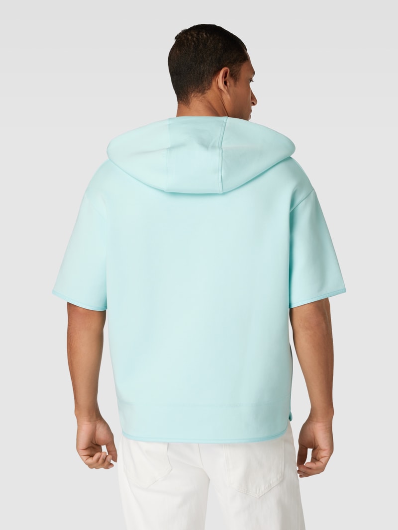 Hoodie mit Halbarm in aqua blau
