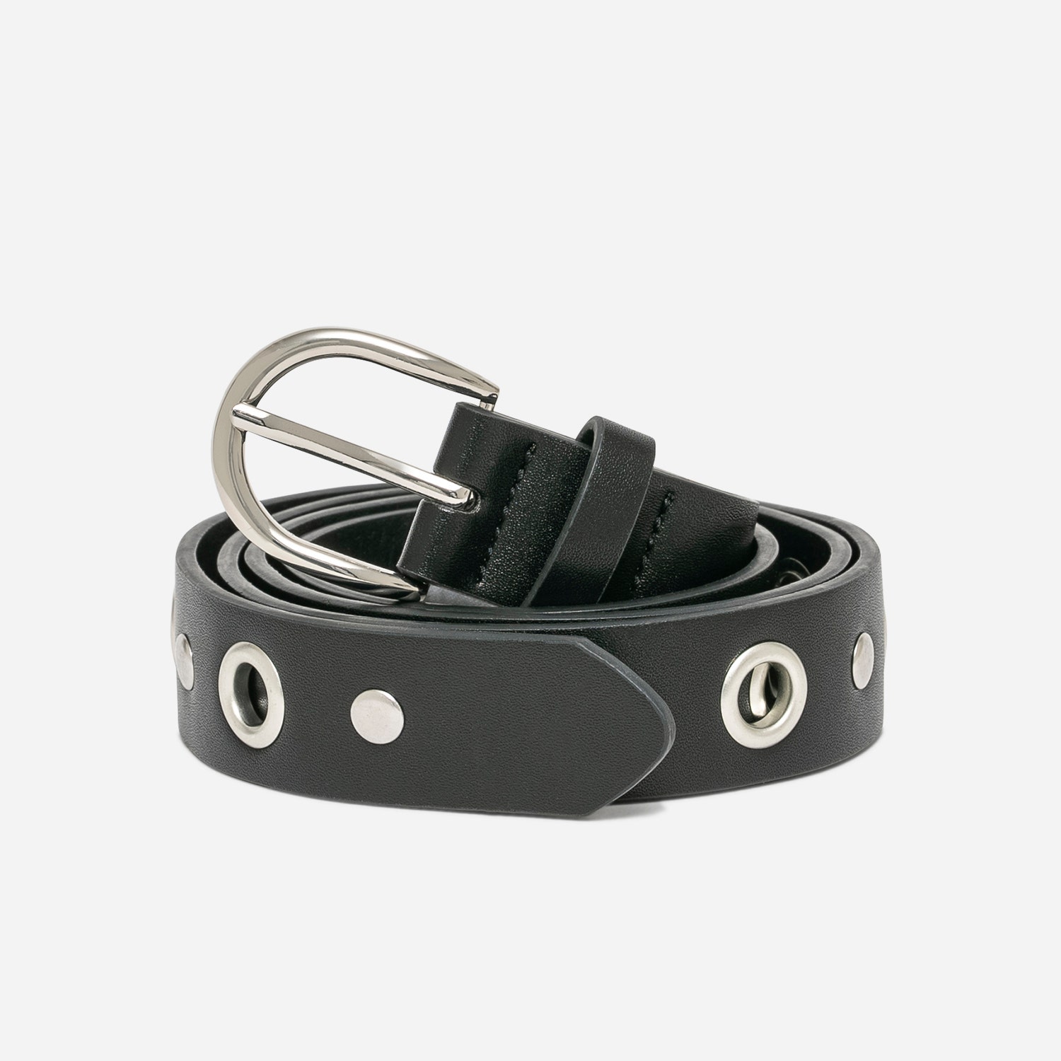 Ceinture TEXTO noire à œillets et clous