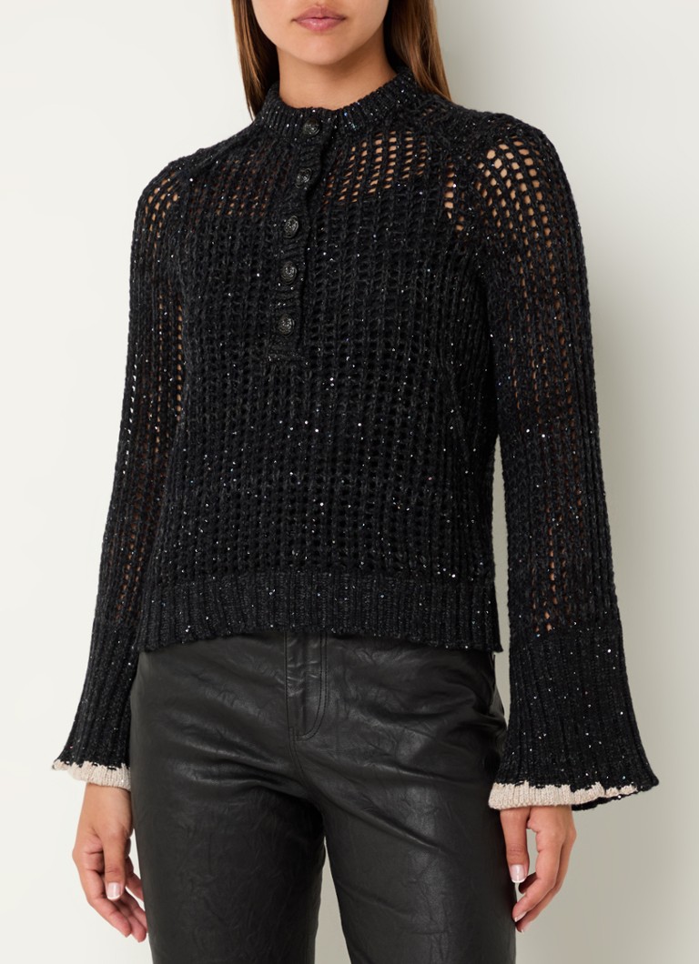 Zadig&Voltaire Halty open-knit sweater in cashmere blend with sequins