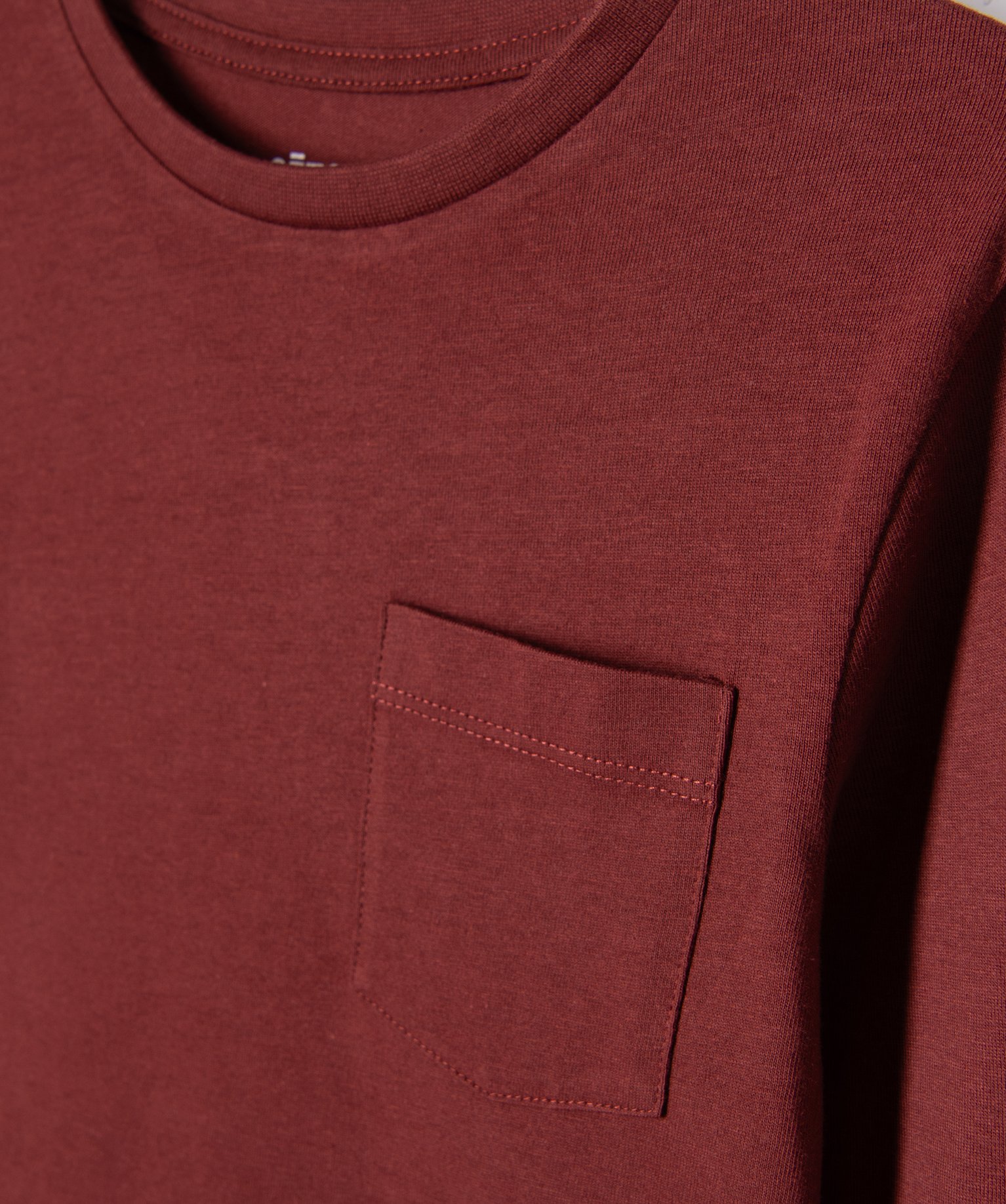 Tee-shirt à manches longues avec poche poitrine Garçon rouge fonce | GEMO