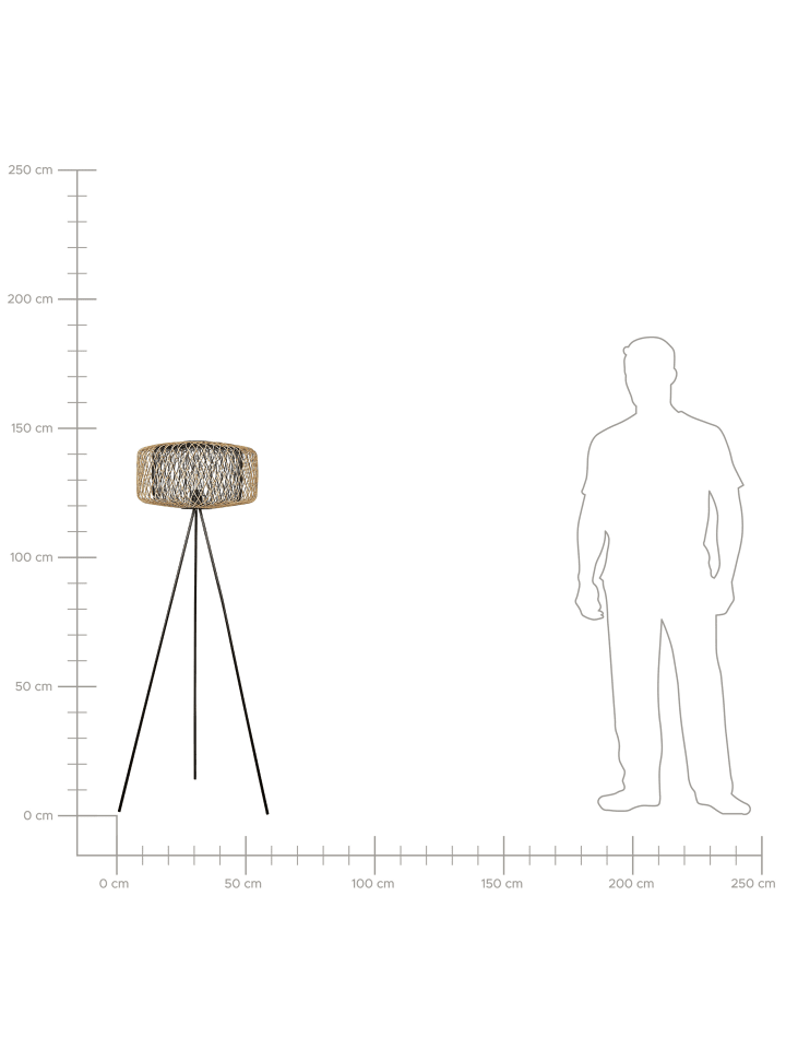 Beliani Stehleuchten JAVARI in Schwarz/Heller Holzfarbton - (W) 51 x (H) 145 x (L) 51 cm günstig kaufen onesize