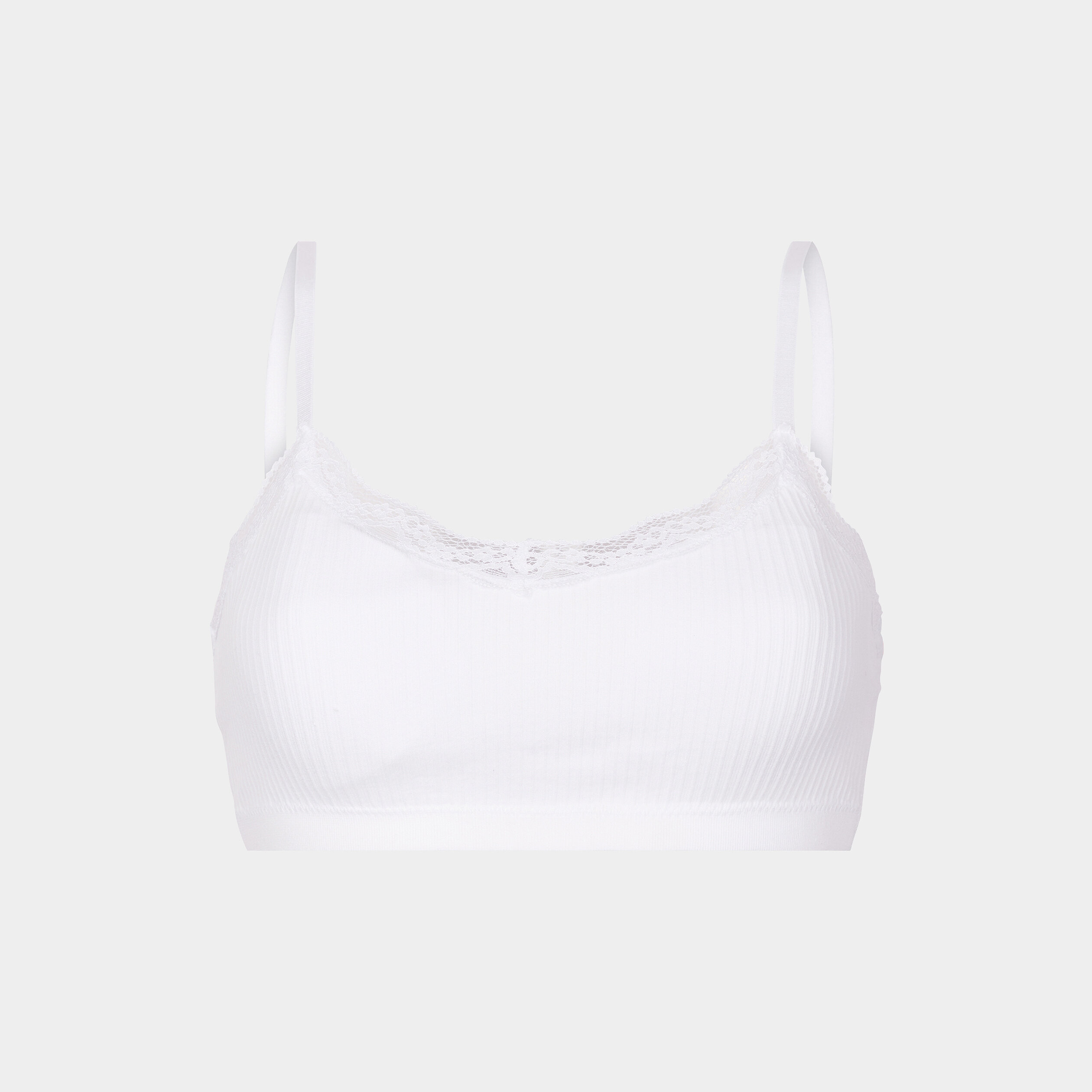 Brassière côtelé sans armature blanc femme | La Halle
